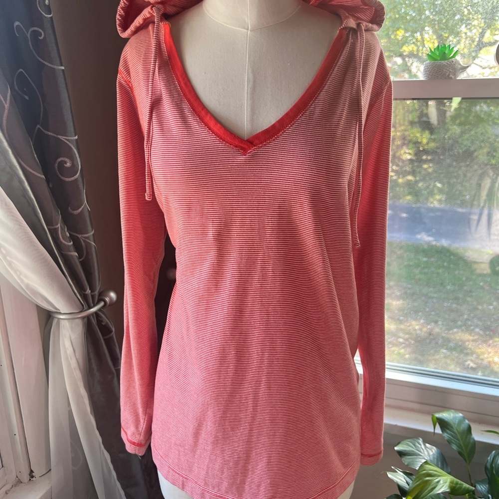 Women's Orange Striped Hoodie